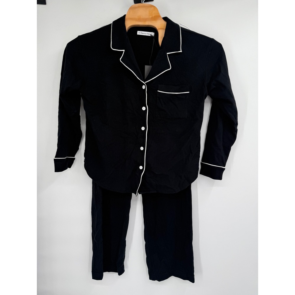 RM Rebecca Minkoff Women's‎ Notch Collar Pajama Set Black Sz M NWT